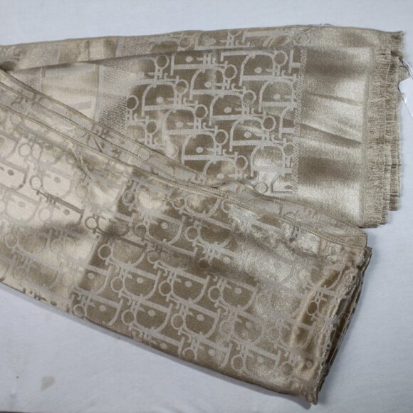 Dior Stole Shawl Wrap 65% Cashmere 35% Silk Light Golden Used - Picture 11 of 11